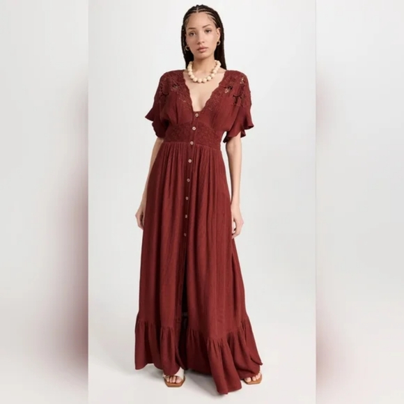 Free People Dresses & Skirts - ❤️🤎 Free People Colette Button Front Viscose Maxi Dress, S, NWT